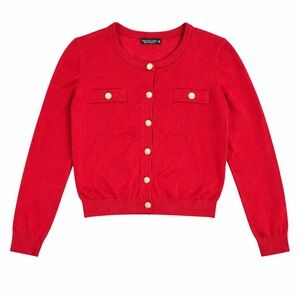 Emerson Lang Women's Red Cardigan Sweater